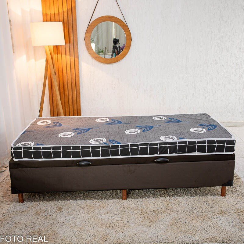 Box Baú Solteiro Carioca Sued Marrom Blindado Bioflex + Colchão Solteiro Soffie Lotus 88x188x54 D20 - Nosso Sonho - Imagem 3