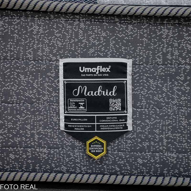 Box Casal Universal Linho Grafite Gazin + Colchão Casal Madrid Euro Molas Ensacadas 138x188x73 Umaflex - Suporta até 240kg - Imagem 3