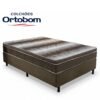 Box Casal Sued Marrom Nosso Sonho + Colchão Casal Ortopédico Light 138x188x62 - Ortobom
