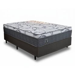 Box Casal Universal Linho Grafite Gazin + Colchão Casal Madrid Euro Molas Ensacadas 138x188x73 Umaflex - Suporta até 240kg