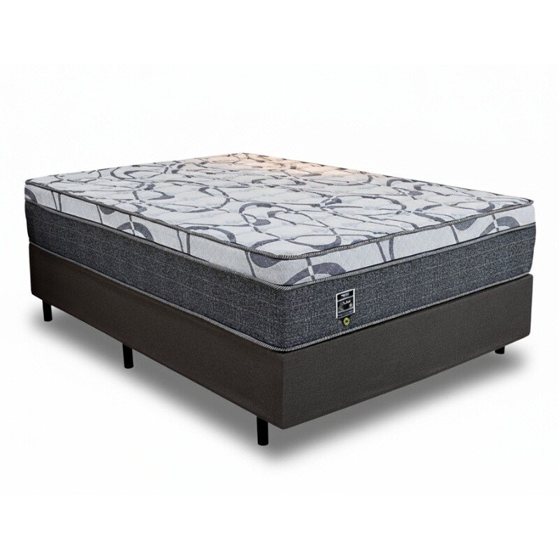 Box Casal Universal Linho Grafite Gazin + Colchão Casal Madrid Euro Molas Ensacadas 138x188x73 Umaflex - Suporta até 240kg