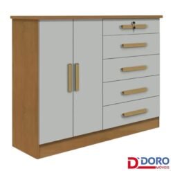 Cômoda New Athos Cinamomo/Off 5 Gavetas e Sapateira Larg. 1.36m - D Doro