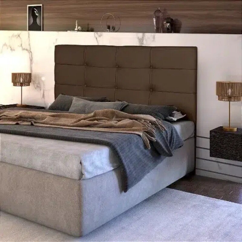 Cabeceira Cama Box Queen 1.60 Eslovênia Veludo Marrom - Imagem 2