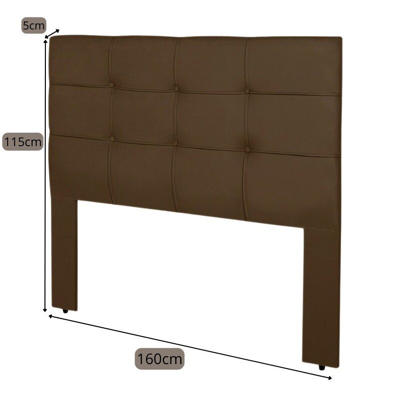 Cabeceira Cama Box Queen 1.60 Eslovênia Veludo Marrom - Imagem 3