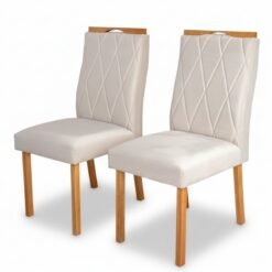 2 Cadeiras Lisboa Bege 512 Madeira Maciça Art Assento - Entregue Montada