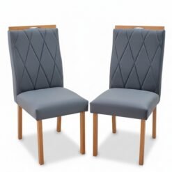 2 Cadeiras Lisboa Cinza 507 Madeira Maciça Art Assento - Entregue Montada