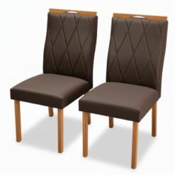 2 Cadeiras Lisboa Veludo Marrom 509 Madeira Maciça Art Assento - Entregue Montada