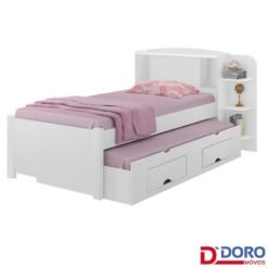 Cama Solteiro Milênio + Cama Auxiliar 2 Gavetas Branca - D Doro