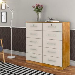 Cômoda Vane 006 Cinamomo/Off 10 Gavetas Larg. 1.18m - JL Móveis