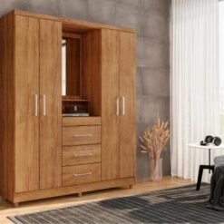 Guarda-Roupa Capelinha Lyon 4 portas com espelho - Cedro