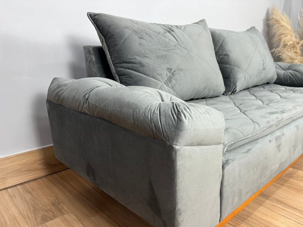 Sofá 3 lugares Berlim 2.00m - Cinza Veludo - Imagem 2