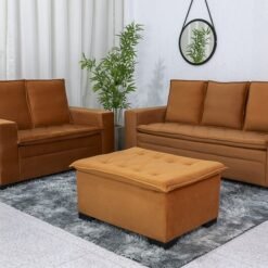 Sofá 3 e 2 lugares França com Puff Veludo Terracota A62 Larg. 1.86m