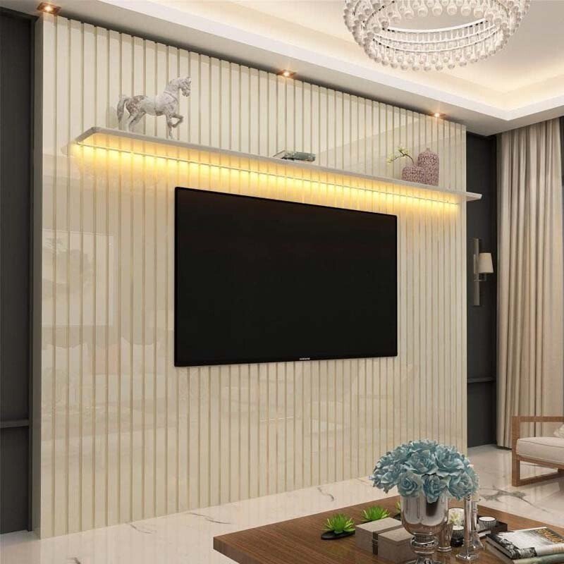 Painel Nobre Larg. 2.30m Off Ripado 100% MDF C/ Led para TV até 85" - Gelius - Imagem 2
