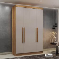 Roupeiro Solteiro Recife Cinamomo/Off 4 Portas 2 Gavetas Larg. 1.21m - Sallêto