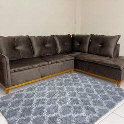 Sofá de Canto 2 x 3 Lugares Malibu  - Marrom Veludo