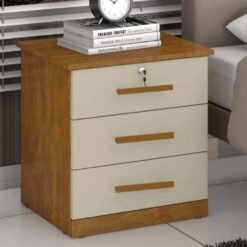 Mesa de cabeceira 3 gavetas Ref.: 011 - Cinamomo/Off white