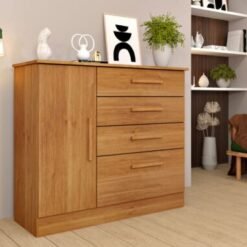 Cômoda Sapateira Chicago 4 Gavetas 1 Porta Tcil - Cinamomo