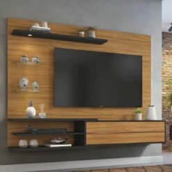 Painel NT 1115 Larg. 1.80m Freijó/Preto C/ Led para TV até 60"- Notável