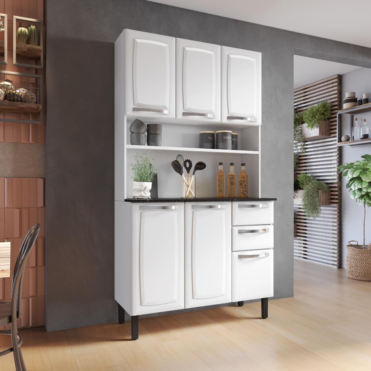 Armário Kit de Cozinha 1,05m Pratika - Branco