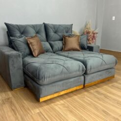 Sofá Retrátil e Reclinável Gran Bello 2.00m - Cinza Veludo