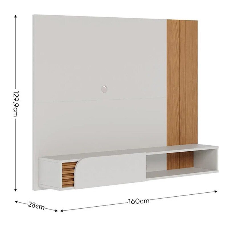 Home Suspenso Jurerê Larg. 1.60m Off/Freijó Para TV até 60" - Colibri - Imagem 6