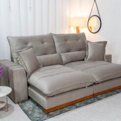 Sofá Retrátil Reclinável Toronto 2.50m Veludo Avelã 4052 - Molas Ensacadas