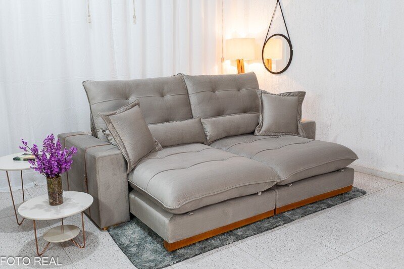 Sofá Retrátil Reclinável Toronto 2.50m Veludo Avelã 4052 - Molas Ensacadas