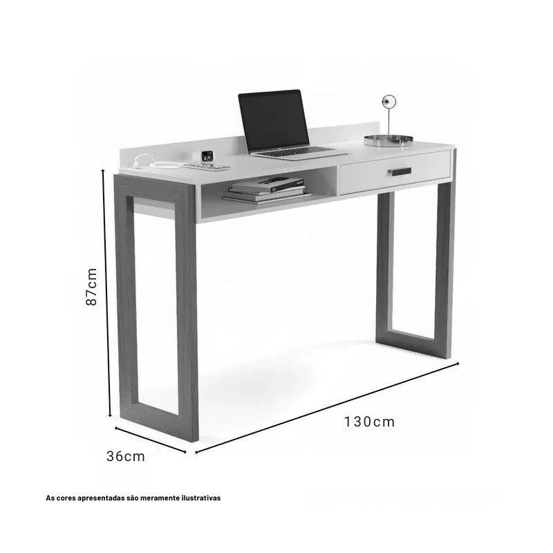 Escrivaninha JB 6055 Luxo Off 1 Gaveta Larg. 1.30m - JB Bechara - Imagem 3
