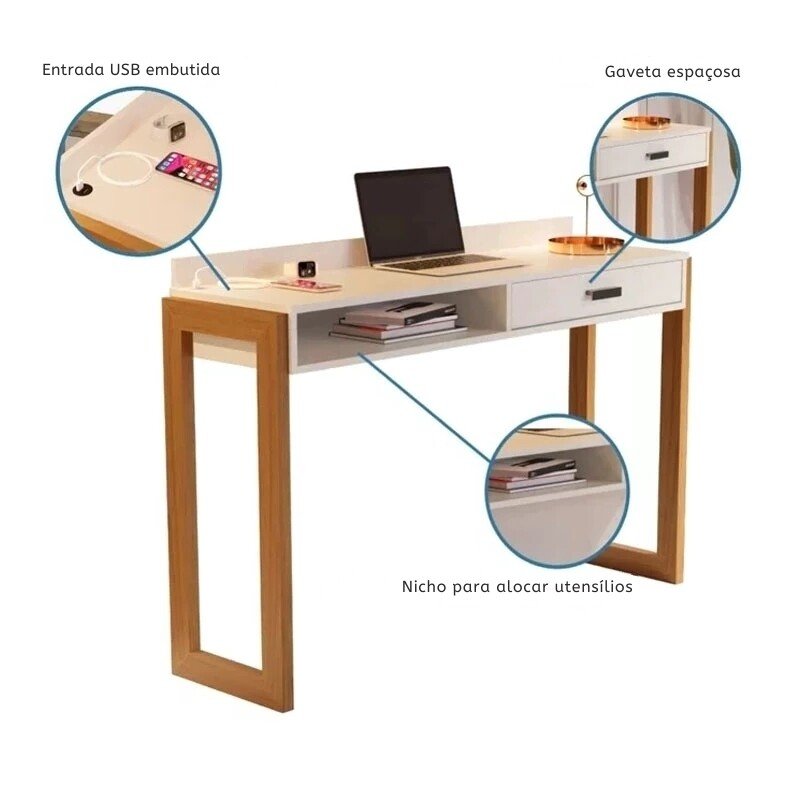 Escrivaninha JB 6055 Luxo Off 1 Gaveta Larg. 1.30m - JB Bechara - Imagem 4