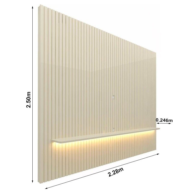 Painel Nobre Larg. 2.30m Off Ripado 100% MDF C/ Led para TV até 85" - Gelius - Imagem 3
