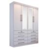 Guarda-Roupa Mônaco c/ espelho 4 portas e 8 gavetas - Branco