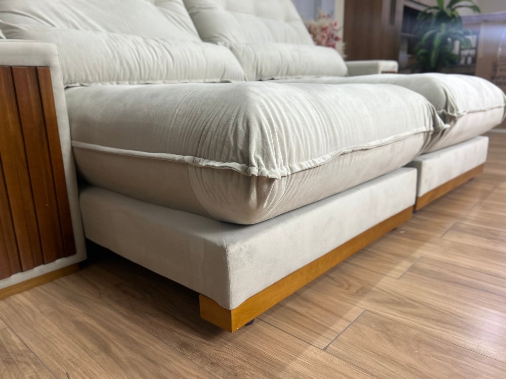 Sofá Retrátil e Reclinável Búzios 2.30m - Bege Veludo - Imagem 5