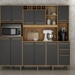 Armário Kit de Cozinha Petra 11 portas -  Cinamomo/Grafite