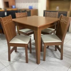 Mesa Giovana 90x90 c/4 Cadeiras Elane - Naturale