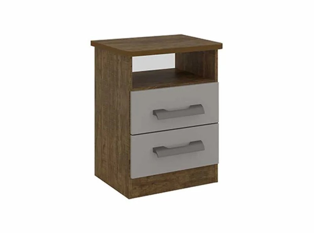 Mesa de cabeceira Firenze 2 gavetas - Ipe/Off white