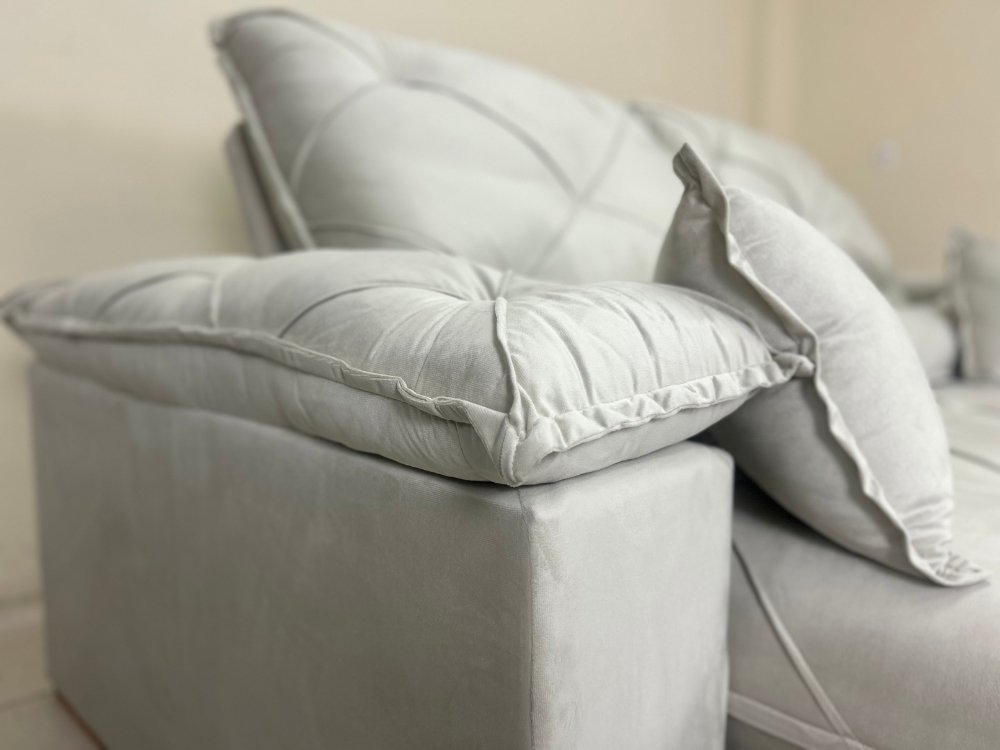 Sofá Retrátil e Reclinável Eros 2.50m - Bege Veludo - Imagem 3