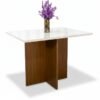 Mesa de Jantar Helo 120×90 Vidro Off/Base Mel - Poliman
