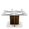 Mesa de Jantar Moscou 120x80 Vidro Off/Base Cinamomo - Minas Plac