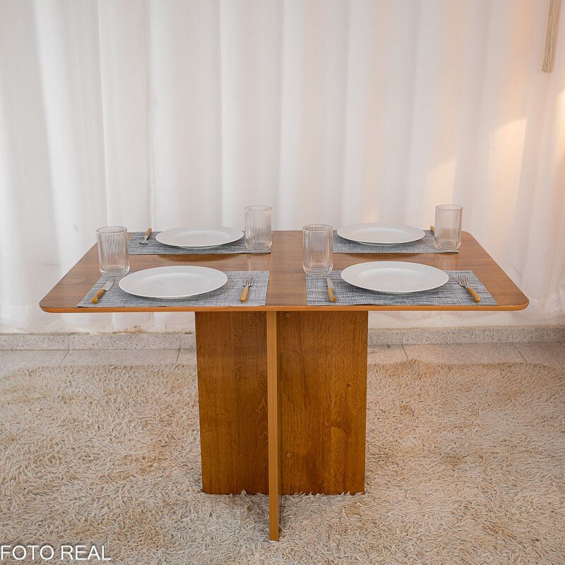 Mesa de Jantar Salina 120x80 Tampo Londres Cinamomo 4 Cadeiras Lisboa Bege 512 Madeira Maciça Art Assento - Imagem 6