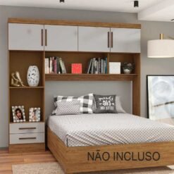 Modulado 4 Portas Cinamomo/Off + Roupeiro Dubai Cinamomo/Off 03 Portas C/ 1 Espelho - Carioca