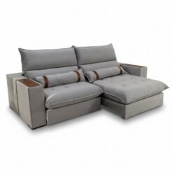 Sofá Retrátil Reclinável Ravello 2.50m Veludo Prata 3040/03 - Molas Ensacadas Pockets
