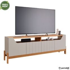 Rack Bancada Moema Larg. 1.85m Off/Cinamomo 100% MDF para TV até 70" - Permóbili