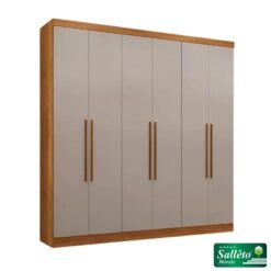 Roupeiro Casal Coliseu Cinamomo/Off 6 Portas 4 Gavetas Larg. 2.20m - Sallêto