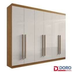Roupeiro Casal Da Vinci Plus Cinamomo/Off 6 Portas 6 Gavetas 100% MDF Larg. 2.75m - D Doro