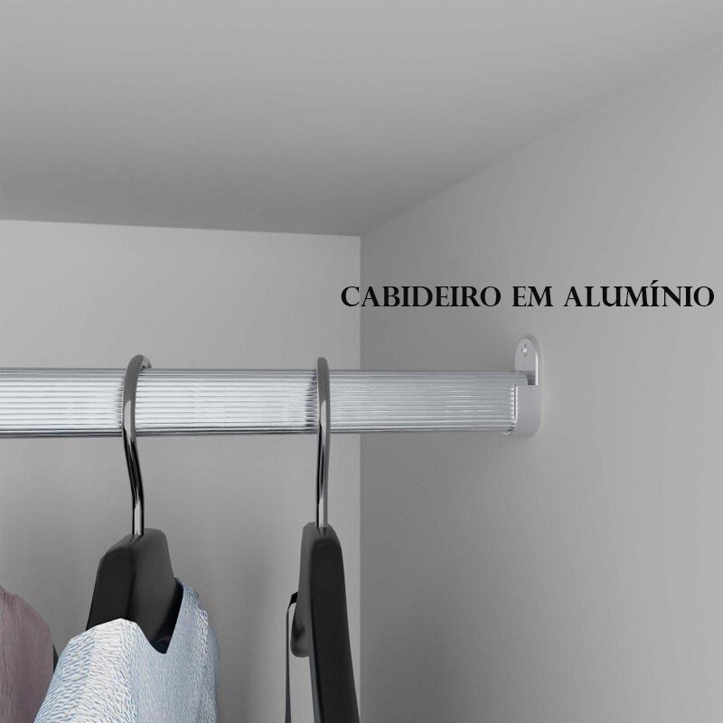 Roupeiro Dinamarca Branco C/Espelho 6 Portas 9 Gavetas C/pés Larg. 1.80m - Sallêto - Imagem 3