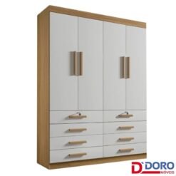 Roupeiro Solteiro Mônaco Cinamomo/Off 4 Portas 8 Gavetas Larg. 1.60m - D Doro