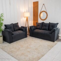 Sofá 3 e 2 lugares Petra Veludinho Cinza Chumbo 606