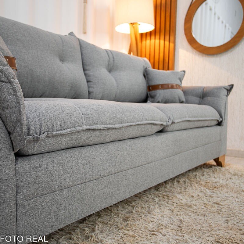 Sofá 3 Lugares Creta Linho Cinza 27 Larg. 2.00m - Molas bonnel - Imagem 4