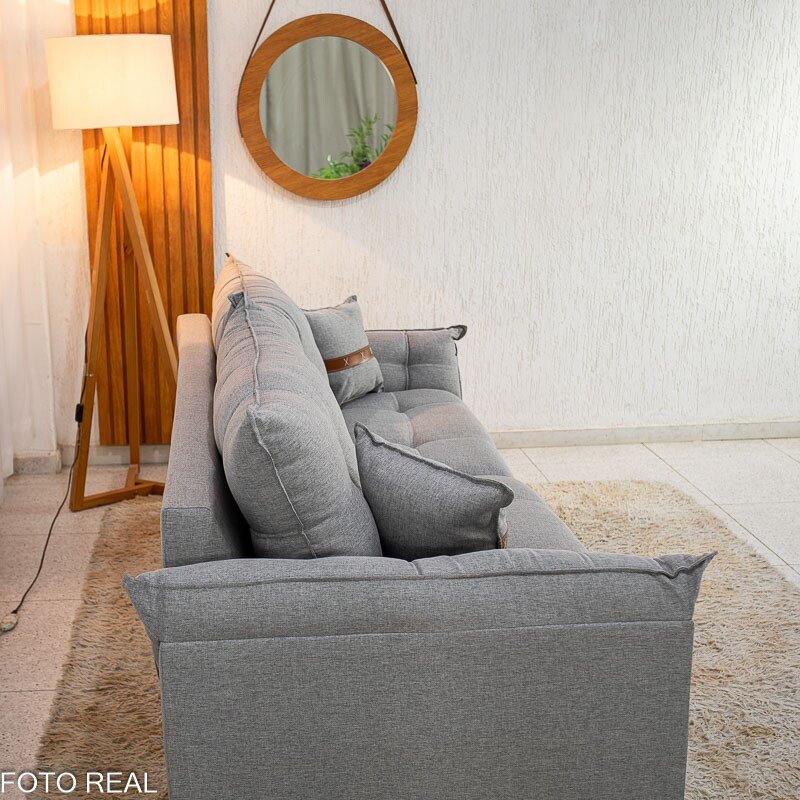 Sofá 3 Lugares Creta Linho Cinza 27 Larg. 2.00m - Molas bonnel - Imagem 5