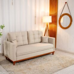 Sofá 3 lugares Living Califórnia Veludo Bege Larg. 1.82m